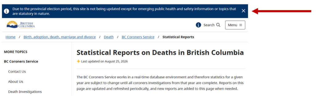 Statistical Reports on Deaths in British Columbia - no update warningpdf | Catholic Conscience †